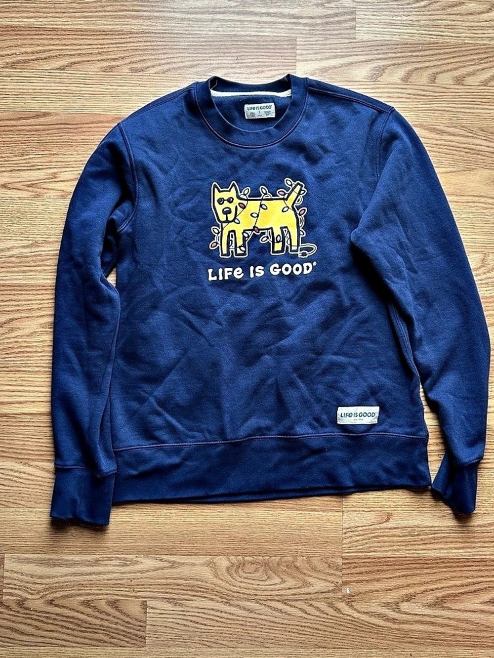 Life Is Good Christmas Dog graphic sweatshirt Graphic Sweatshirt Blue Small